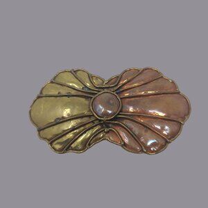 Vintage 80s Brutalist Belt Buckle Bronze Metal